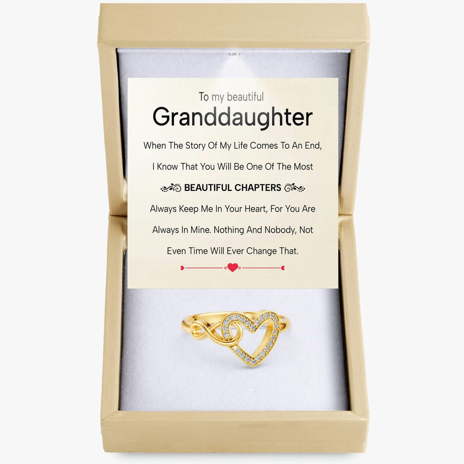 To My Granddaughter Ring Infinity Hearts With Heartfelt Message - Unique Jewelry For Granddaughter - Beautiful Chapters