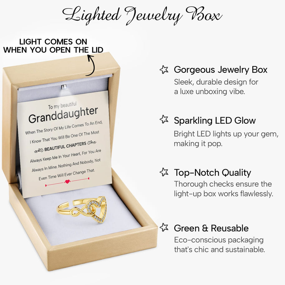 To My Granddaughter Ring Infinity Hearts With Heartfelt Message - Unique Jewelry For Granddaughter - Beautiful Chapters