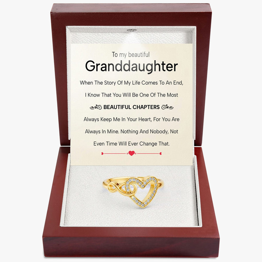 To My Granddaughter Ring Infinity Hearts With Heartfelt Message - Unique Jewelry For Granddaughter - Beautiful Chapters