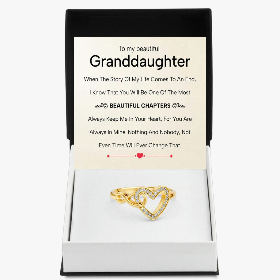 To My Granddaughter Ring Infinity Hearts With Heartfelt Message - Unique Jewelry For Granddaughter - Beautiful Chapters