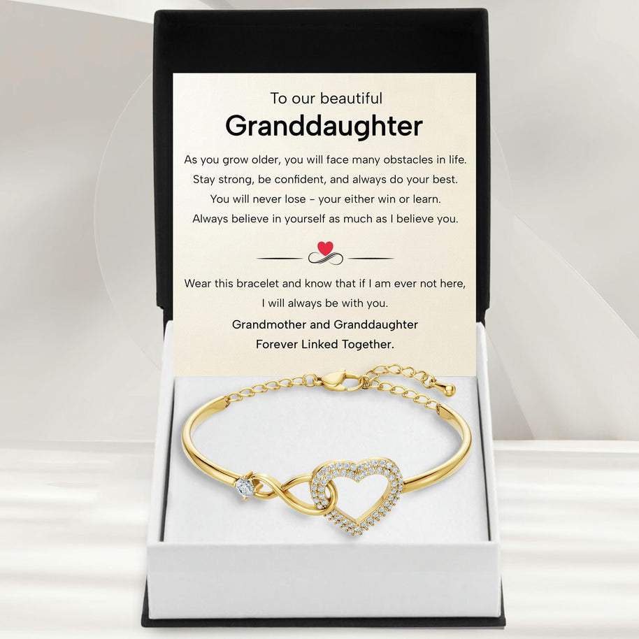 To My Granddaughter Bracelet With Message Card - Forever Linked Together