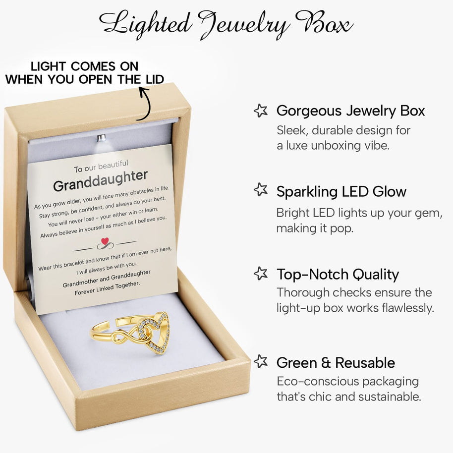 To My Granddaughter Ring Infinity Hearts With Heartfelt Message - Unique Jewelry For Granddaughter - Forever Linked Together