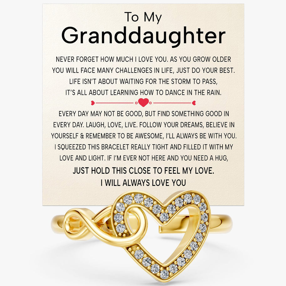 To My Granddaughter Ring Infinity Hearts With Heartfelt Message - Unique Jewelry For Granddaughter - Love And Light
