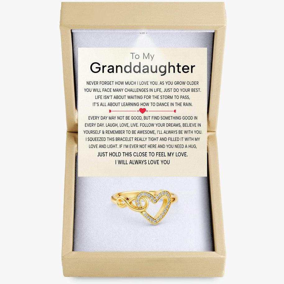 To My Granddaughter Ring Infinity Hearts With Heartfelt Message - Unique Jewelry For Granddaughter - Love And Light