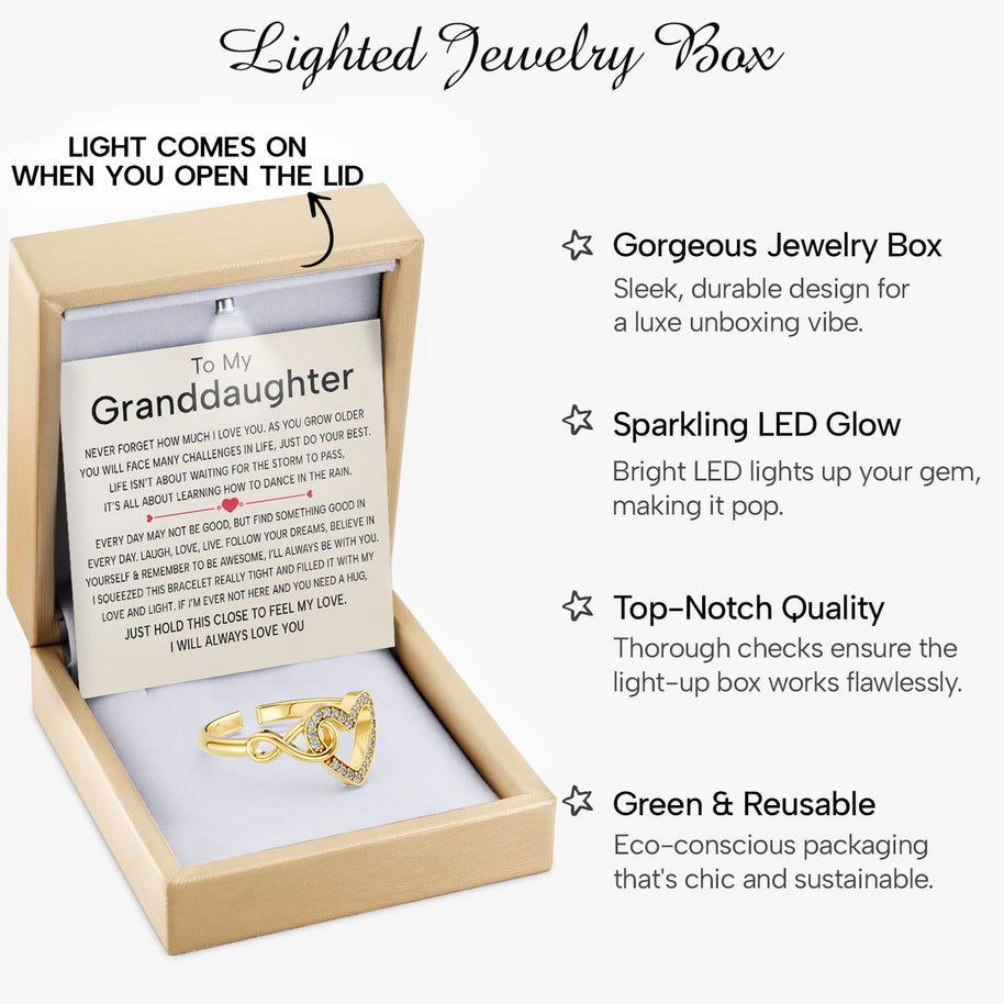 To My Granddaughter Ring Infinity Hearts With Heartfelt Message - Unique Jewelry For Granddaughter - Love And Light