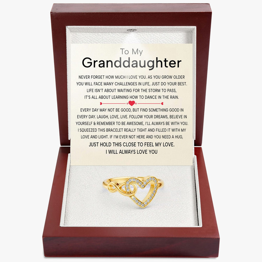 To My Granddaughter Ring Infinity Hearts With Heartfelt Message - Unique Jewelry For Granddaughter - Love And Light