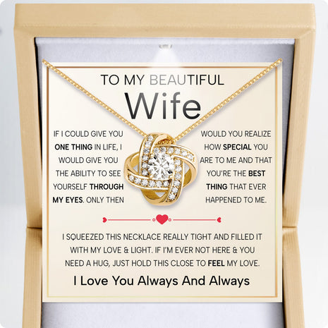 Wife Necklace With Heartfelt Message - Unique Jewelry For Wife - Through My Eyes