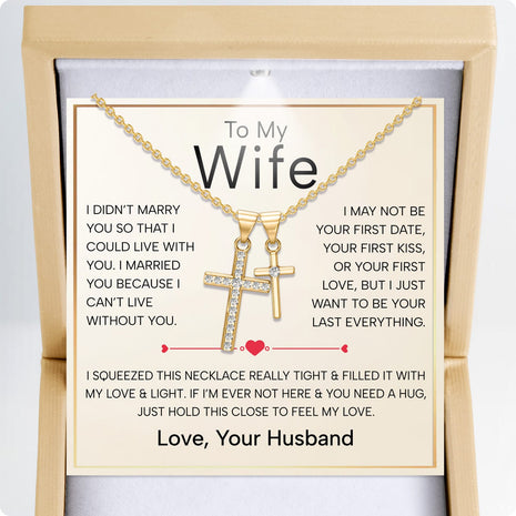 Wife Cross Necklace With Heartfelt Message - Unique Jewelry For Wife - Always And Forever