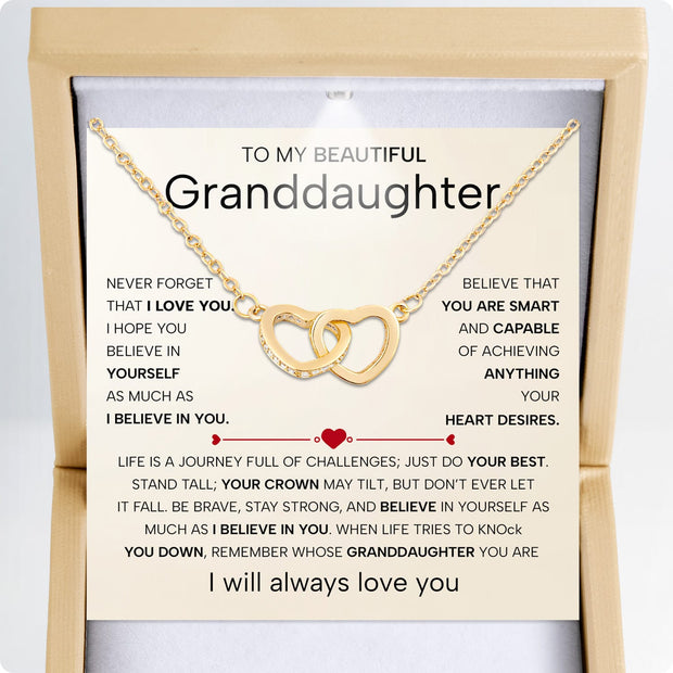 To My Granddaughter Necklace With Heartfelt Message - Unique Jewelry For Granddaughter - Believe In You
