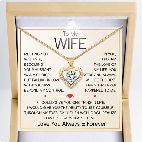 Wife Heart Necklace With Heartfelt Message - Unique Jewelry For Wife - Falling In Love
