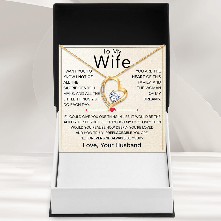 Wife Necklace With Heartfelt Message - Unique Jewelry For Wife - Forever and Always