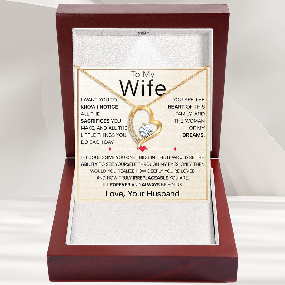 Wife Necklace With Heartfelt Message - Unique Jewelry For Wife - Forever and Always
