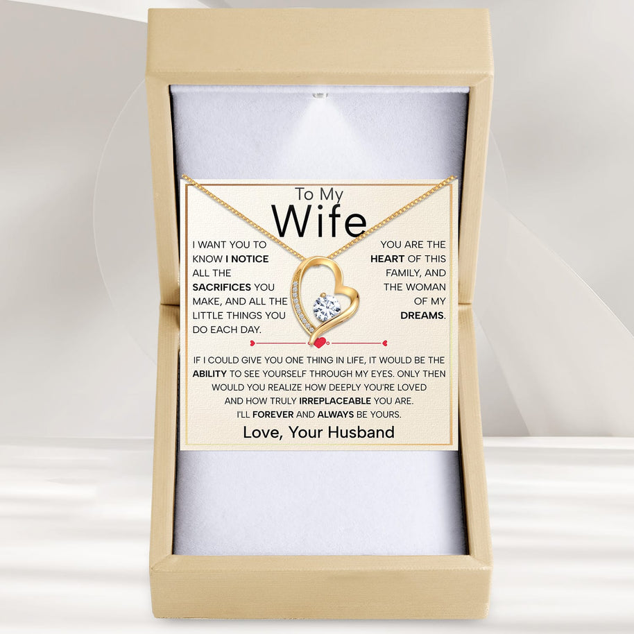 Wife Necklace With Heartfelt Message - Unique Jewelry For Wife - Forever and Always
