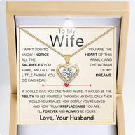 Wife Heart Necklace With Heartfelt Message - Unique Jewelry For Wife - Forever and Always