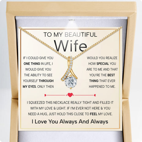 Wife Necklace With Heartfelt Message - Unique Jewelry For Wife - Through My Eyes