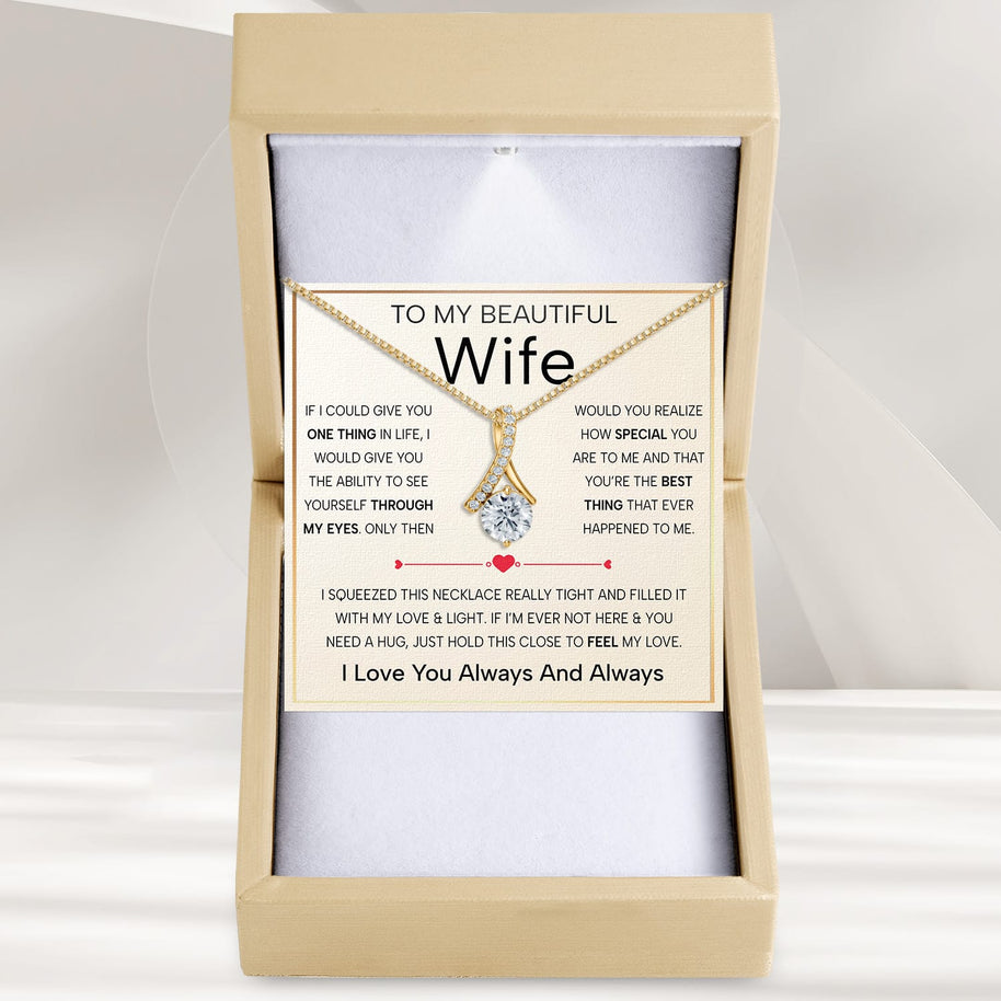 Wife Necklace With Heartfelt Message - Unique Jewelry For Wife - Through My Eyes