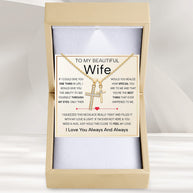 Wife Cross Necklace With Heartfelt Message - Unique Jewelry For Wife - Through My Eyes