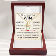 Wife Cross Necklace With Heartfelt Message - Unique Jewelry For Wife - Through My Eyes