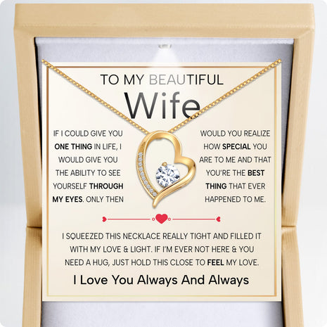 Wife Necklace With Heartfelt Message - Unique Jewelry For Wife - Through My Eyes