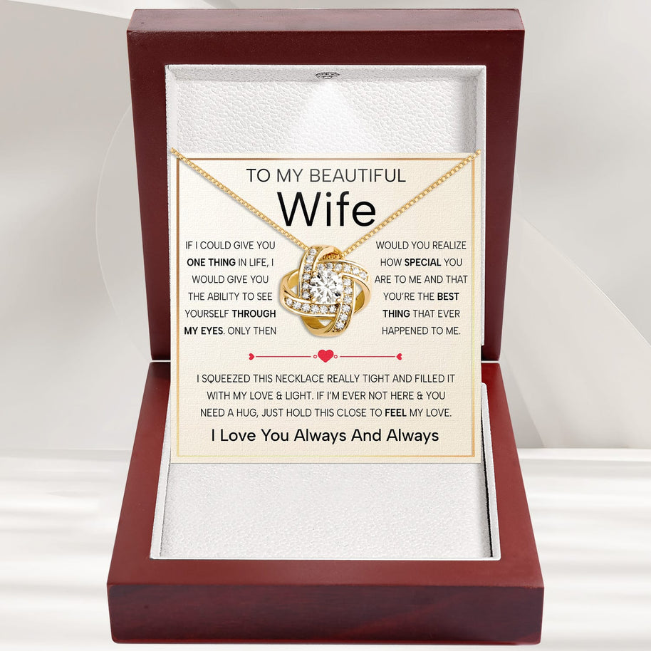 Wife Necklace With Heartfelt Message - Unique Jewelry For Wife - Through My Eyes