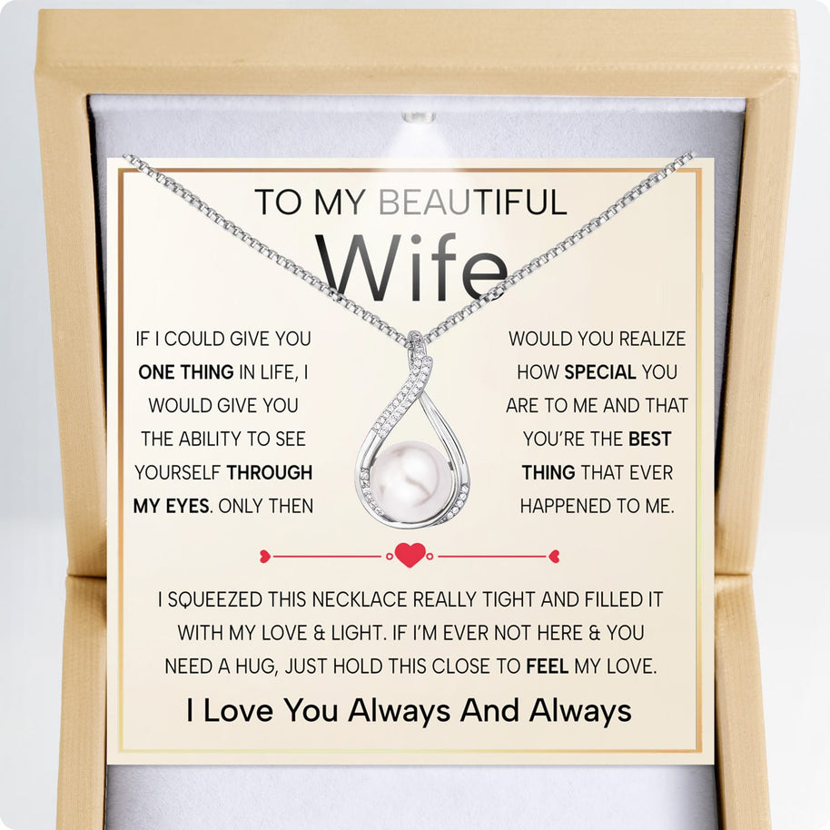 Sparkling Pearl Pendant Necklace for Wife – A Gift of Timeless Love - Through My Eyes