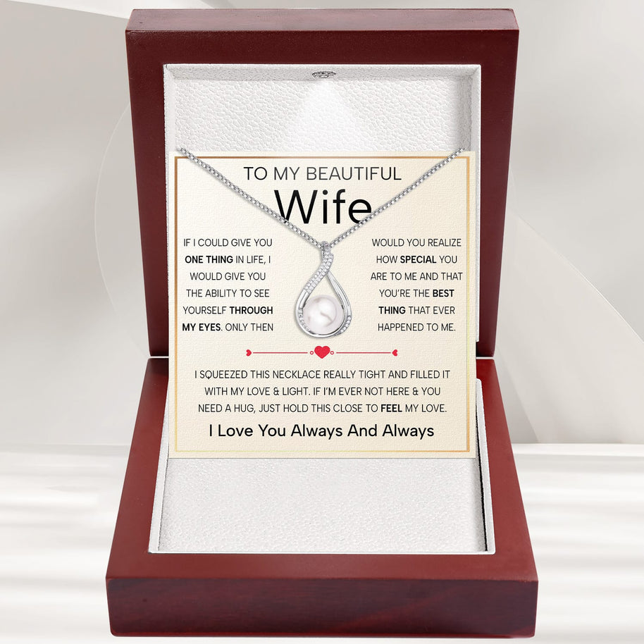 Sparkling Pearl Pendant Necklace for Wife – A Gift of Timeless Love - Through My Eyes