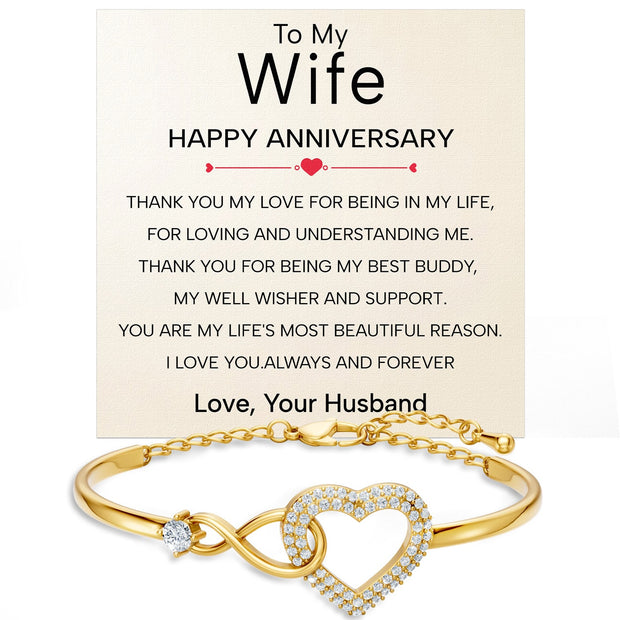 Wife Bracelet With Heartfelt Message - Unique Jewelry For Wife - Always And Forever