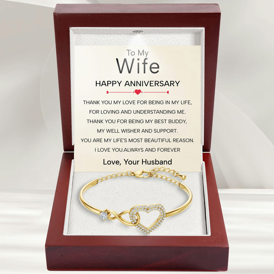 Wife Bracelet With Heartfelt Message - Unique Jewelry For Wife - Always And Forever