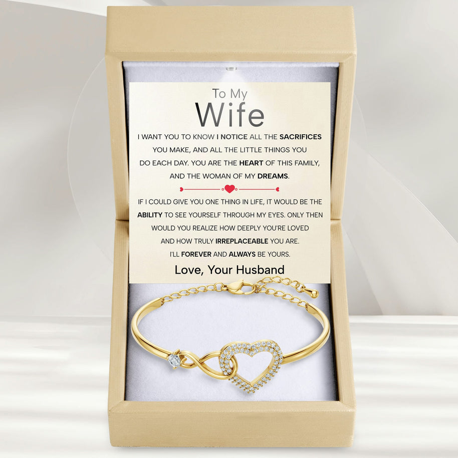 Wife Bracelet With Heartfelt Message - Unique Jewelry For Wife - Woman Of My Dreams