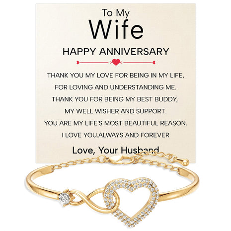 Wife Bracelet With Heartfelt Message - Unique Jewelry For Wife - Always And Forever