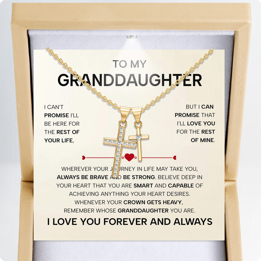 To My Granddaughter Cross Necklace With Heartfelt Message - Unique Jewelry For Granddaughter - Always Be Brave