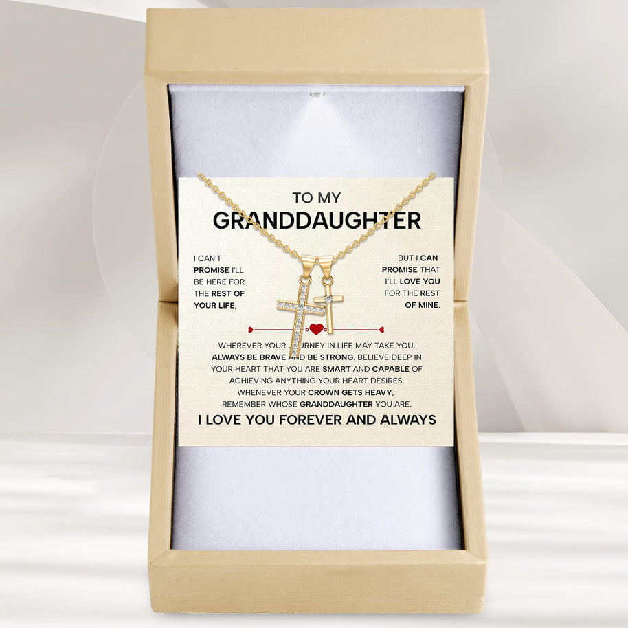 To My Granddaughter Cross Necklace With Heartfelt Message - Unique Jewelry For Granddaughter - Always Be Brave