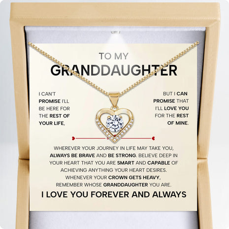 To My Granddaughter Heart Necklace With Heartfelt Message - Unique Jewelry For Granddaughter - Always Be Brave