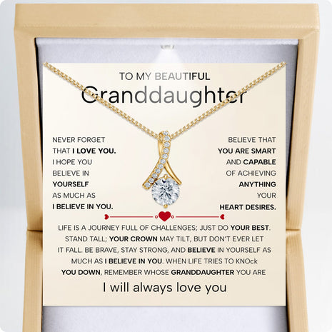To My Granddaughter Necklace With Heartfelt Message - Unique Jewelry For Granddaughter - Believe In You