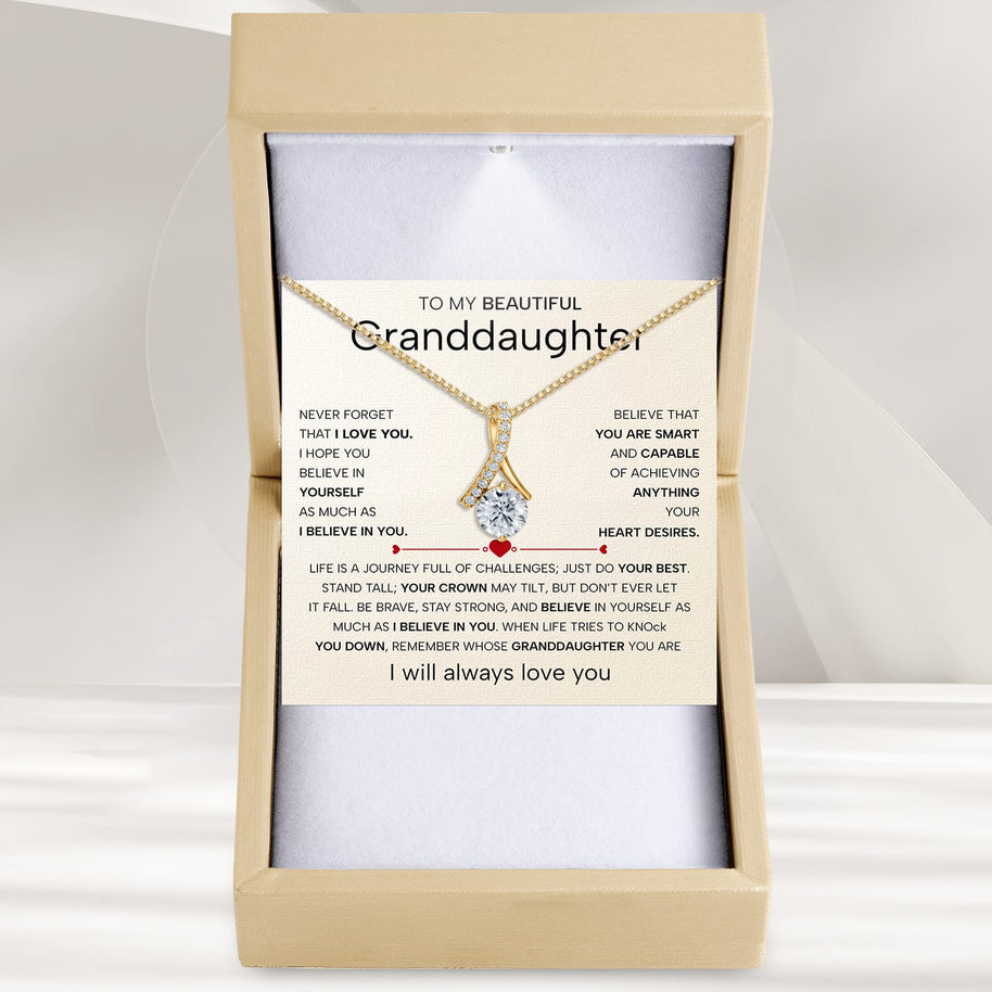To My Granddaughter Necklace With Heartfelt Message - Unique Jewelry For Granddaughter - Believe In You