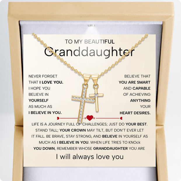 Wife Cross Necklace With Heartfelt Message - Unique Jewelry For Wife - Falling In Love