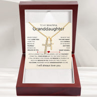 To My Granddaughter Cross Necklace With Heartfelt Message - Unique Jewelry For Granddaughter - Believe In You
