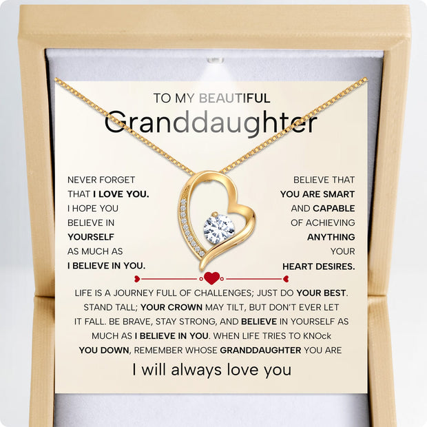 To My Granddaughter Necklace With Heartfelt Message - Unique Jewelry For Granddaughter - Believe In You