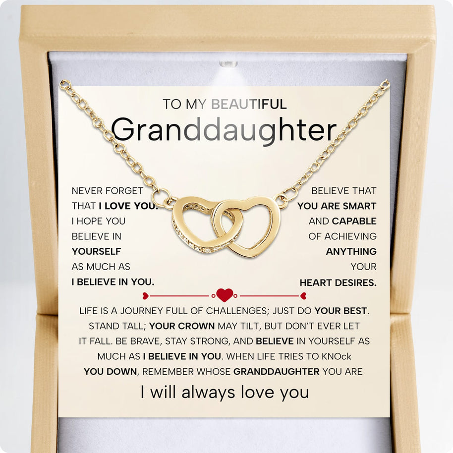 To My Granddaughter Necklace With Heartfelt Message - Unique Jewelry For Granddaughter - Believe In You