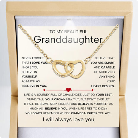 To My Granddaughter Necklace With Heartfelt Message - Unique Jewelry For Granddaughter - Believe In You
