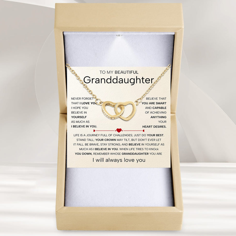 To My Granddaughter Necklace With Heartfelt Message - Unique Jewelry For Granddaughter - Believe In You