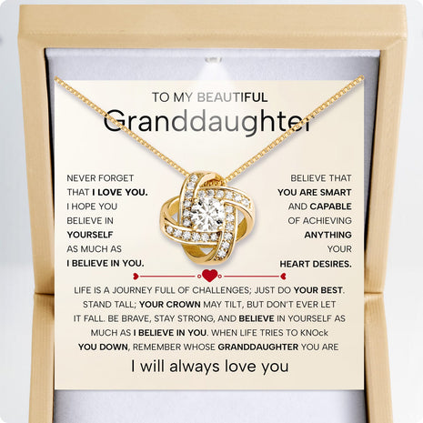 To My Granddaughter Necklace With Heartfelt Message - Unique Jewelry For Granddaughter - Believe In You