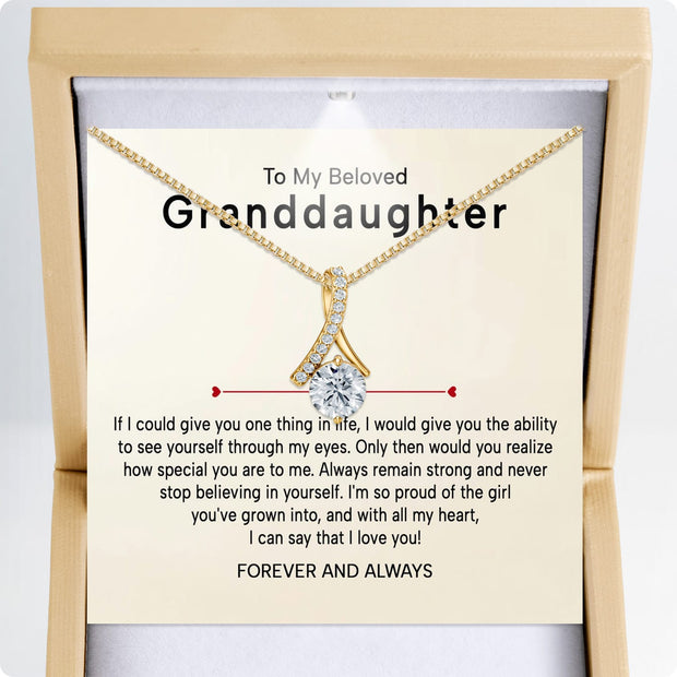To My Granddaughter Necklace With Heartfelt Message - Unique Jewelry For Granddaughter - Proud of The Girl
