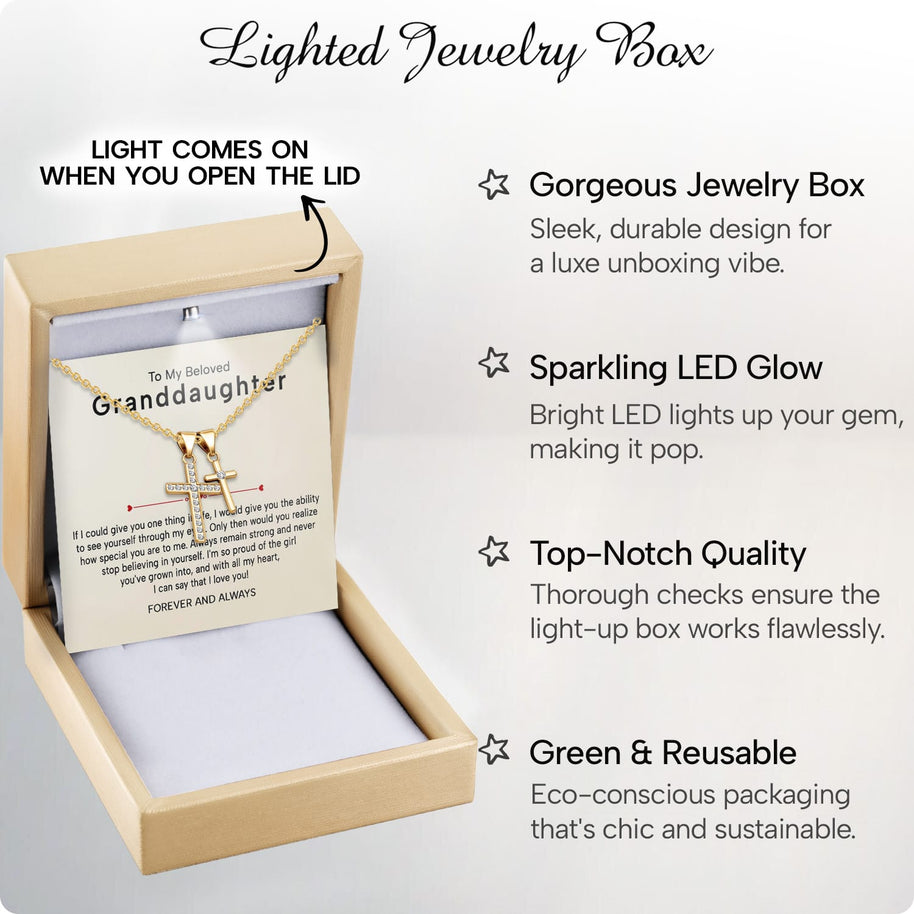 To My Granddaughter Cross Necklace With Heartfelt Message - Unique Jewelry For Granddaughter - Proud of The Girl