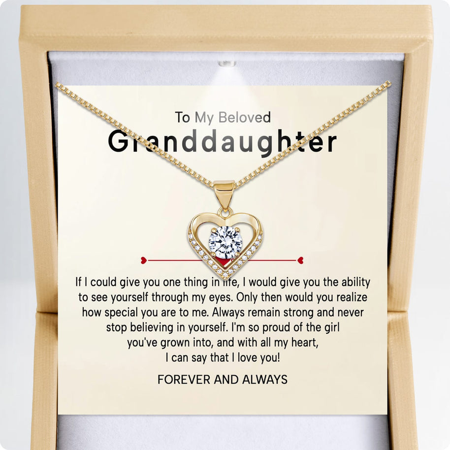 To My Granddaughter Heart Necklace With Heartfelt Message - Unique Jewelry For Granddaughter - Proud of The Girl