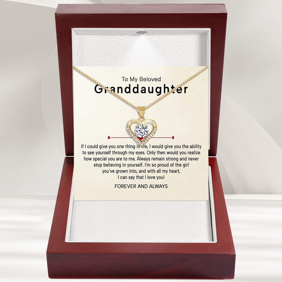 To My Granddaughter Heart Necklace With Heartfelt Message - Unique Jewelry For Granddaughter - Proud of The Girl