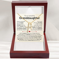 To My Granddaughter Cross Necklace With Heartfelt Message - Unique Jewelry For Granddaughter - Treasured Chapters