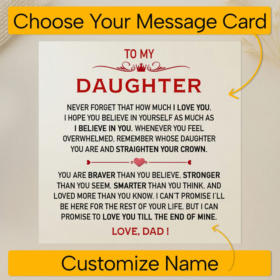 To My Daughter Bracelet From Dad With Message Card - Straighten Your Crown