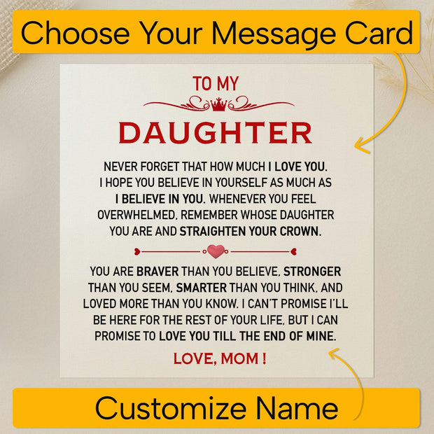 To My Daughter Bracelet From Mom With Message Card - Straighten Your Crown
