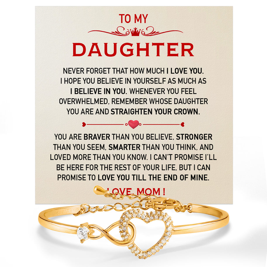 To My Daughter Bracelet From Mom With Message Card - Straighten Your Crown